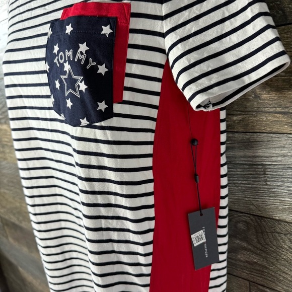 Tommy Hilfiger Small Petite Striped Tee Shirt Dress Americana LOGO NWT - Picture 5 of 10